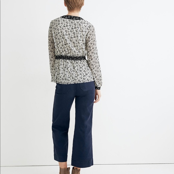 Madewell | V-Neck Clipdot Floral Peplum Top - Picture 2 of 8